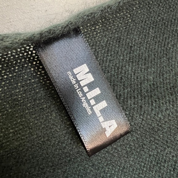 M.I.L.A 100% Cashmere Suede Leather Fringe Wrap Scarf Shawl Green Luxury Knit - Picture 11 of 12